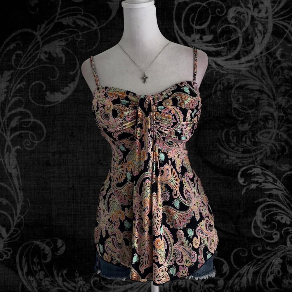 vintage y2k boho whimsical glam cami top